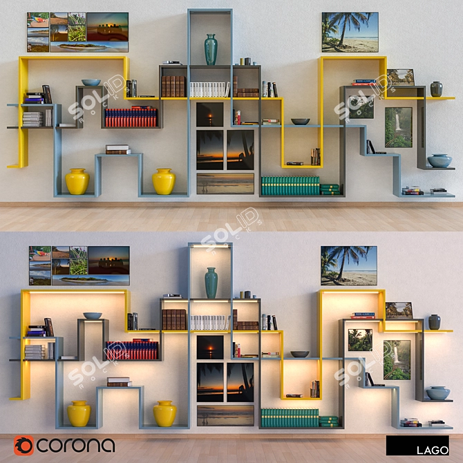 Lago Library Collection: 3D Bookshelves & Decor 3D model image 1