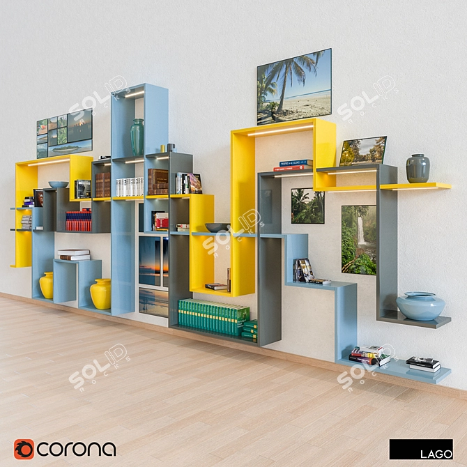 Lago Library Collection: 3D Bookshelves & Decor 3D model image 2