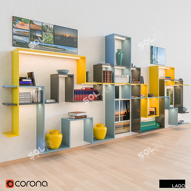 Lago Library Collection: 3D Bookshelves & Decor 3D model image 3