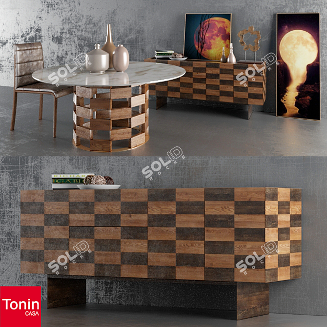 Sophisticated Colosseo Dining Set 3D model image 1