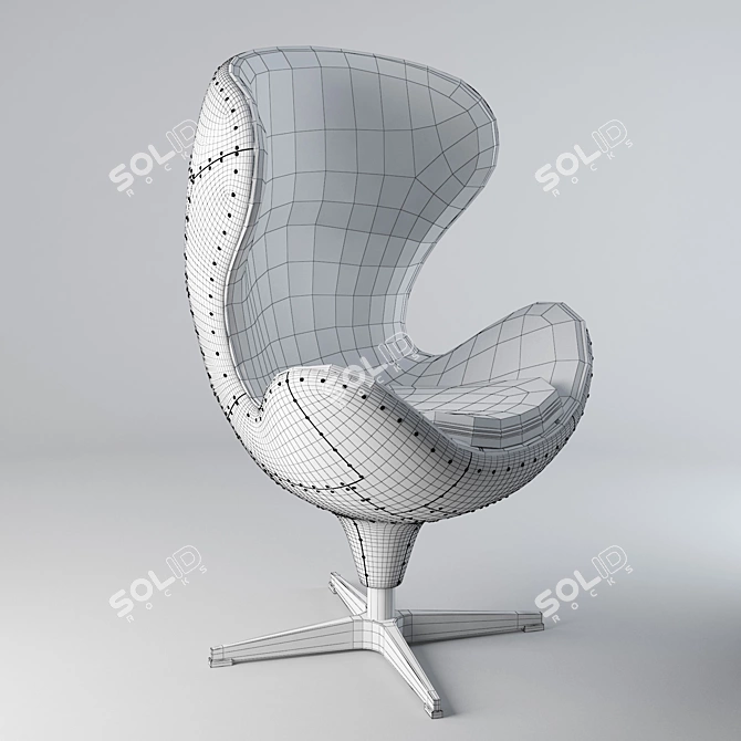 Vintage Leather Swivel Chair 3D model image 3