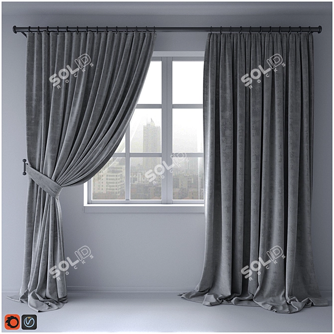 Title: Versatile Cloth Curtains for Realistic 3D Visualization 3D model image 1