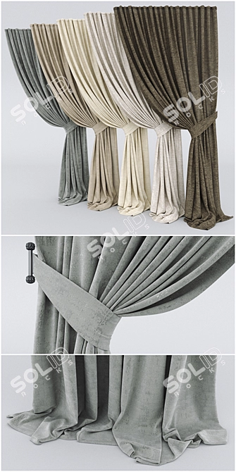 Title: Versatile Cloth Curtains for Realistic 3D Visualization 3D model image 2