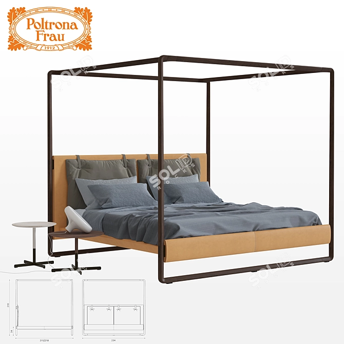 Elegant Ashwood Four-Poster Bed 3D model image 1