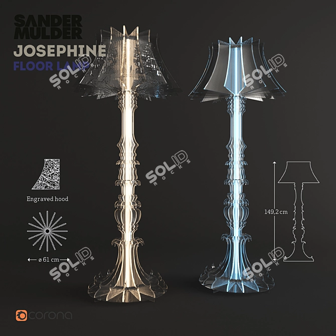 Elegant Acrylic Lamp - Josephine 3D model image 1