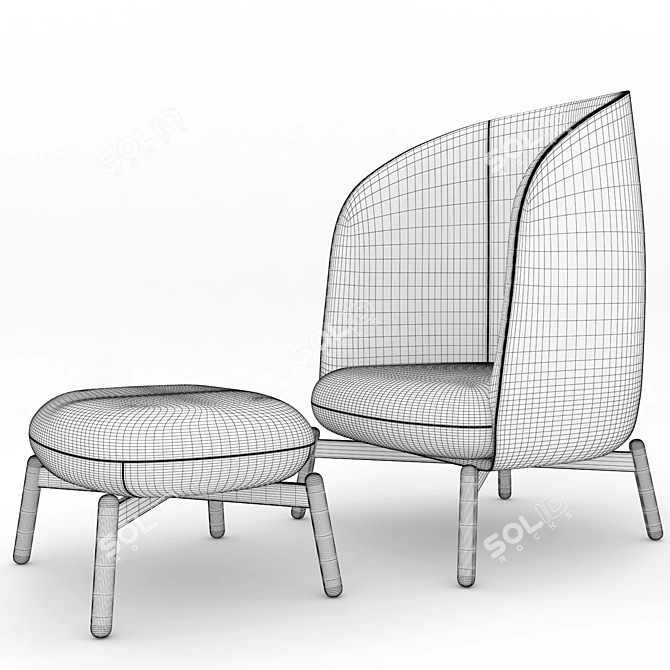 Cozy Nest Chair: Ottoman Included. 3D model image 3