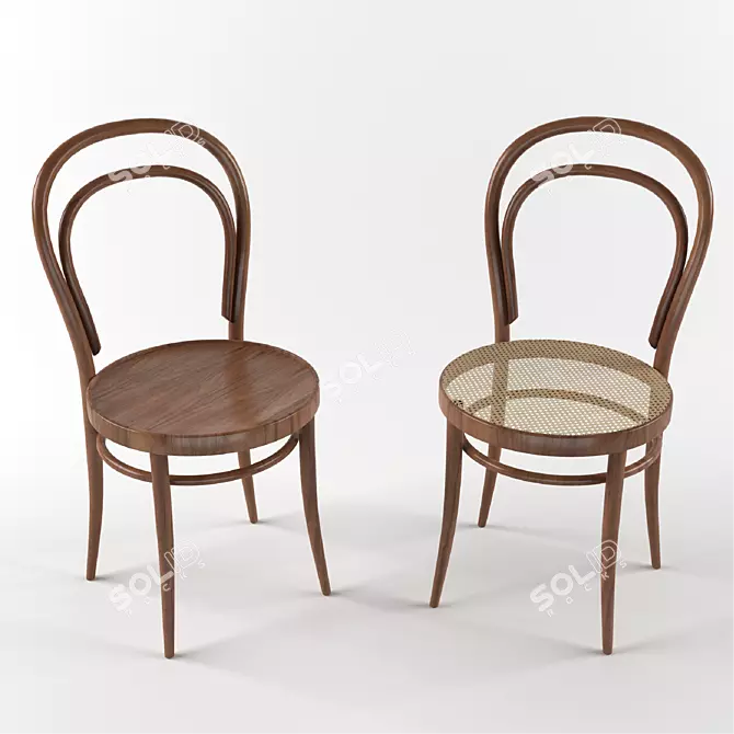 Elegant Thonet Chair Revamped 3D model image 1