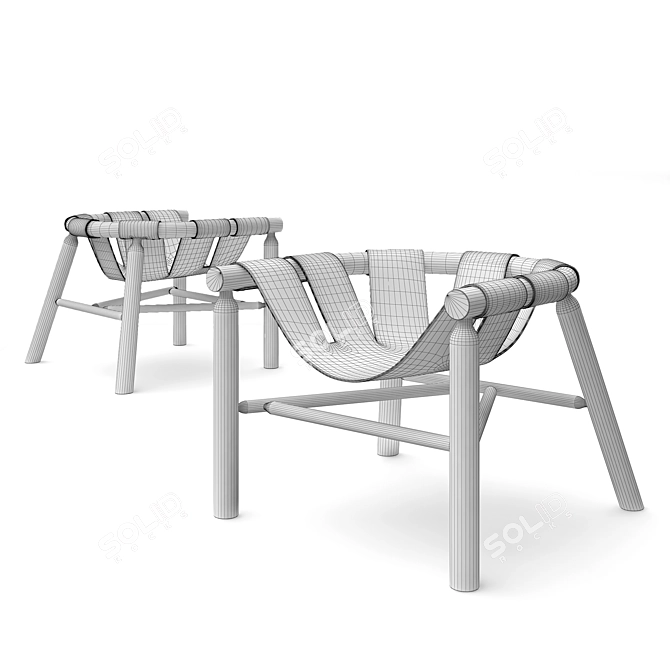 Luxury Leather Chair with Wooden Legs 3D model image 3