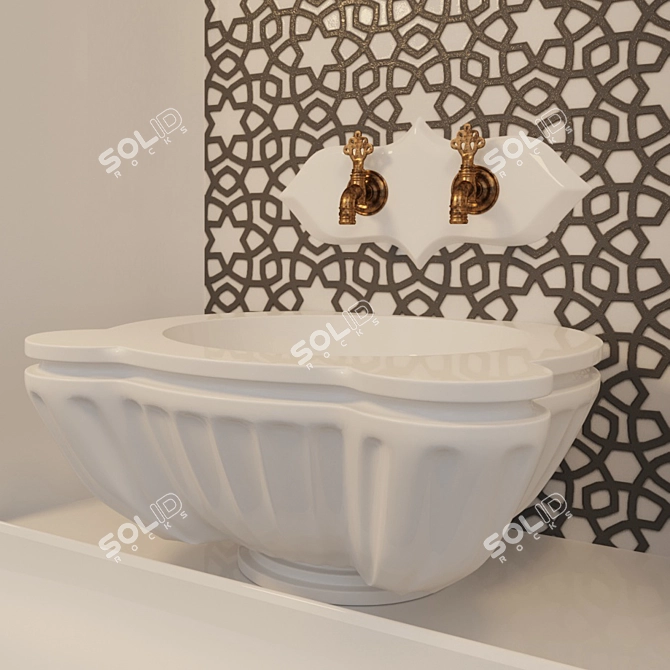 Elegant Hamam Wash Basin 3D model image 2