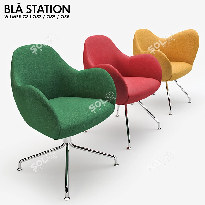 Modern Bla Station Wilmer Armchair Set 3D model image 1