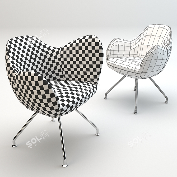 Modern Bla Station Wilmer Armchair Set 3D model image 2