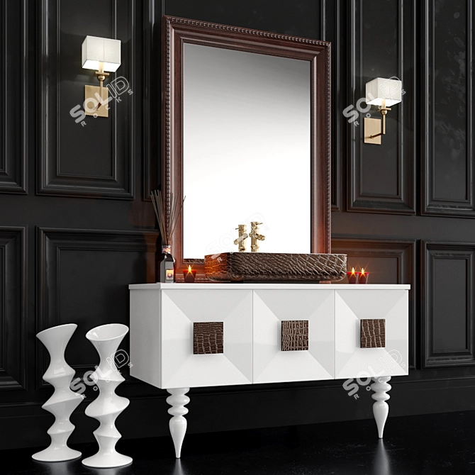 Elegant Bathroom Furniture Set 3D model image 1