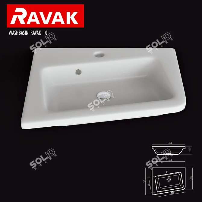 Sleek Ravak Sink 3D model image 2