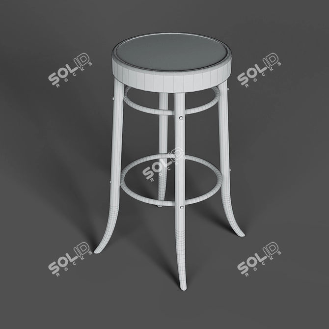 Rustic Wooden Bar Stool 3D model image 3