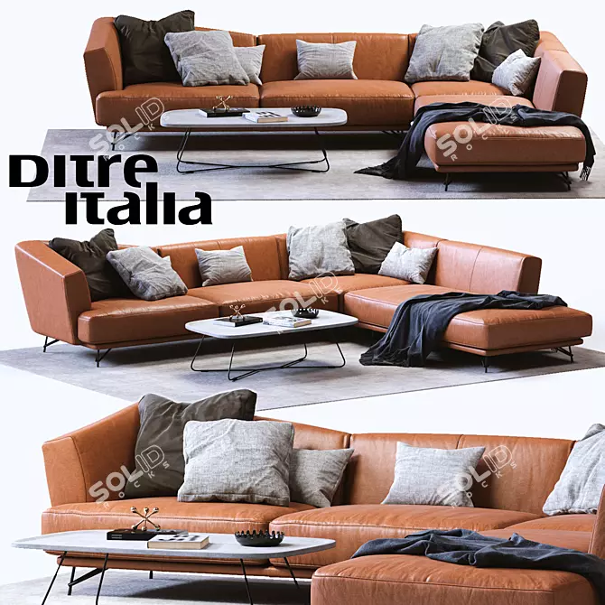 Elegant Ditre Italia LENNOX Leather Sofa 3D model image 1