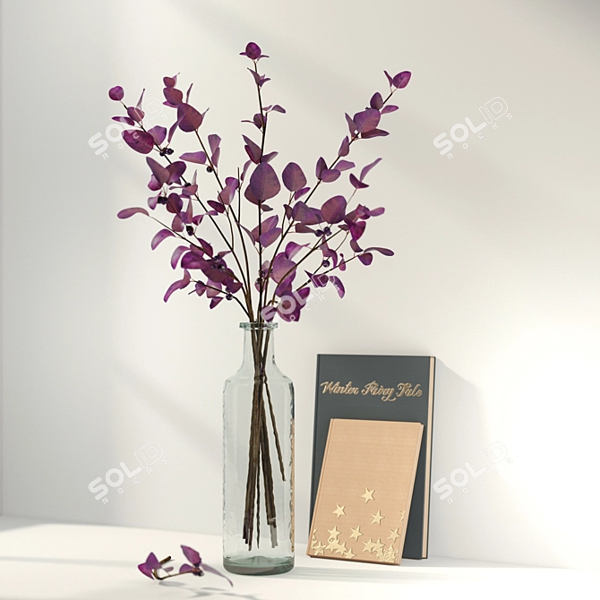 Glowing Twig Vase Bouquet 3D model image 1