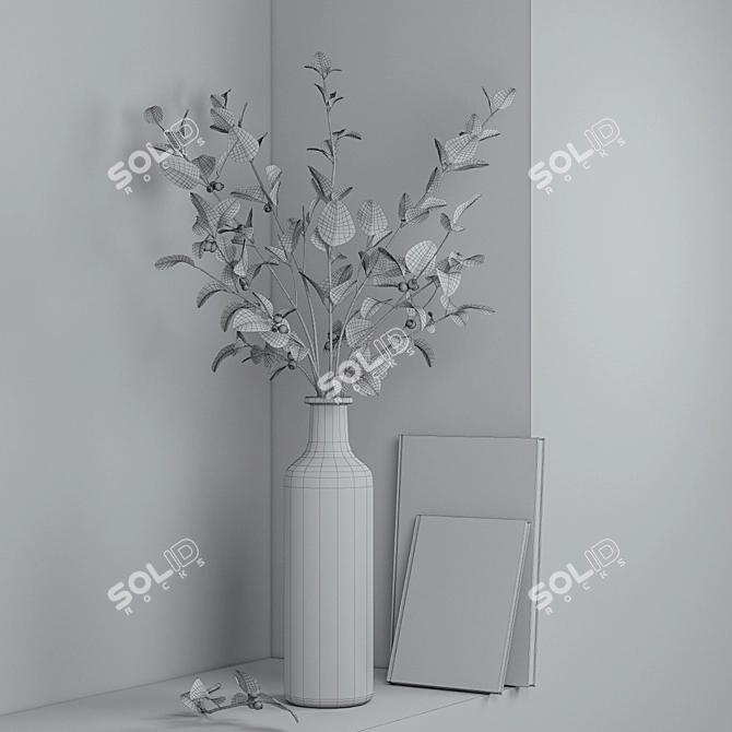 Glowing Twig Vase Bouquet 3D model image 2