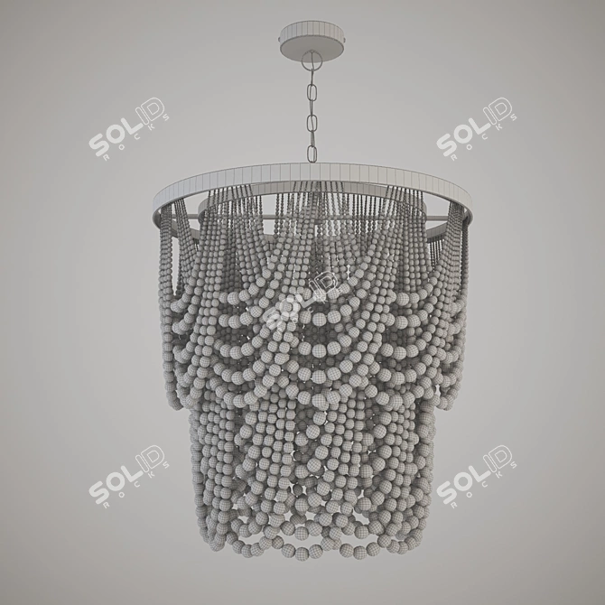 Elegant Draped Wood Bead Chandelier 3D model image 3