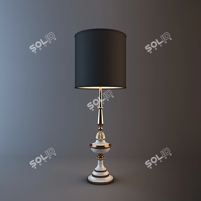 Elegant Brass and Porcelain Table Lamp 3D model image 1
