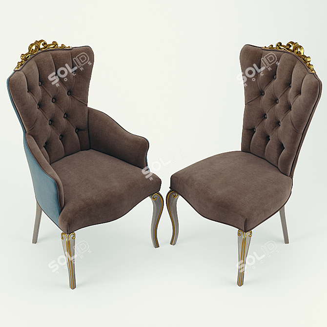 Elegant Carpanese Chair & Armchair 3D model image 3