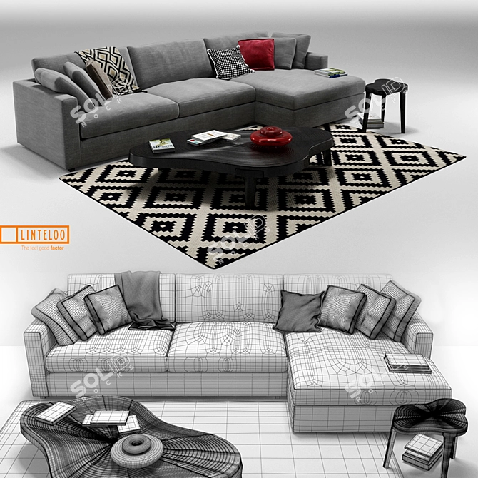 Modern Linteloo Fabio Corner Sofa 3D model image 2