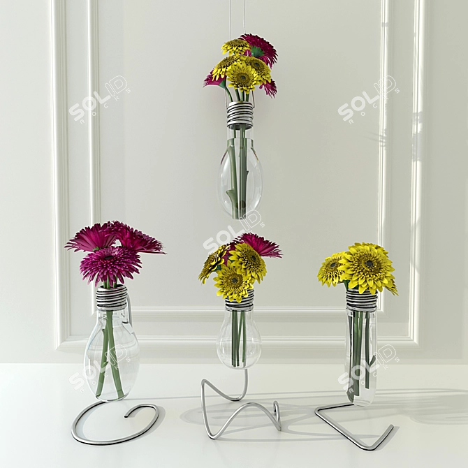 Floral Illuminate: Light Bulb Vase 3D model image 1