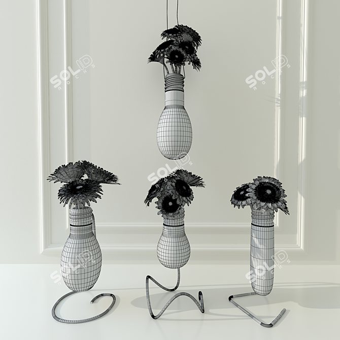 Floral Illuminate: Light Bulb Vase 3D model image 2