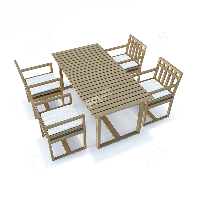 Modern Rectangular Outdoor Dining Table 3D model image 1