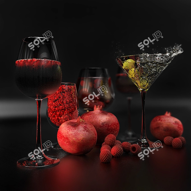 Beverage and Fruit Combo Set 3D model image 1