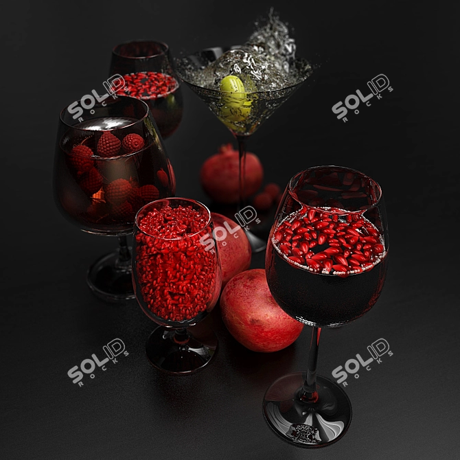 Beverage and Fruit Combo Set 3D model image 3