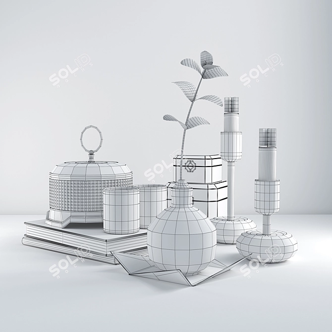 Chic Décor Set for Living Room & Bedroom 3D model image 2