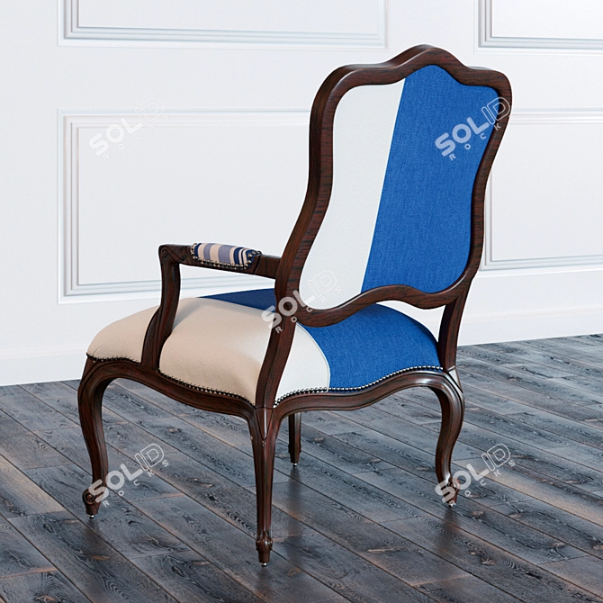 Modern Colorblock Bergere Chair - Michael Collection 3D model image 2