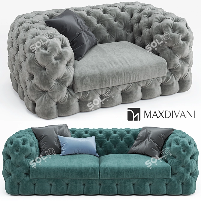 MaxDivani AUTOGRAFO Sofa & Chair Set 3D model image 1