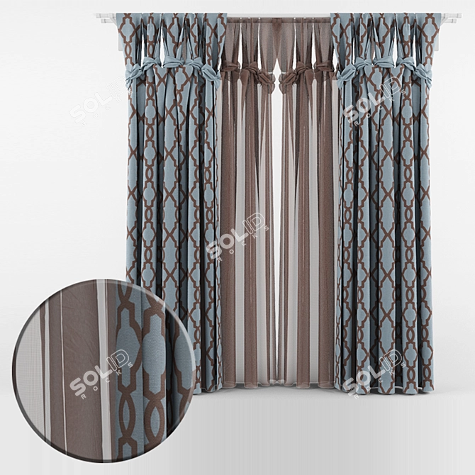 Elegant Set of Curtains 3D model image 1