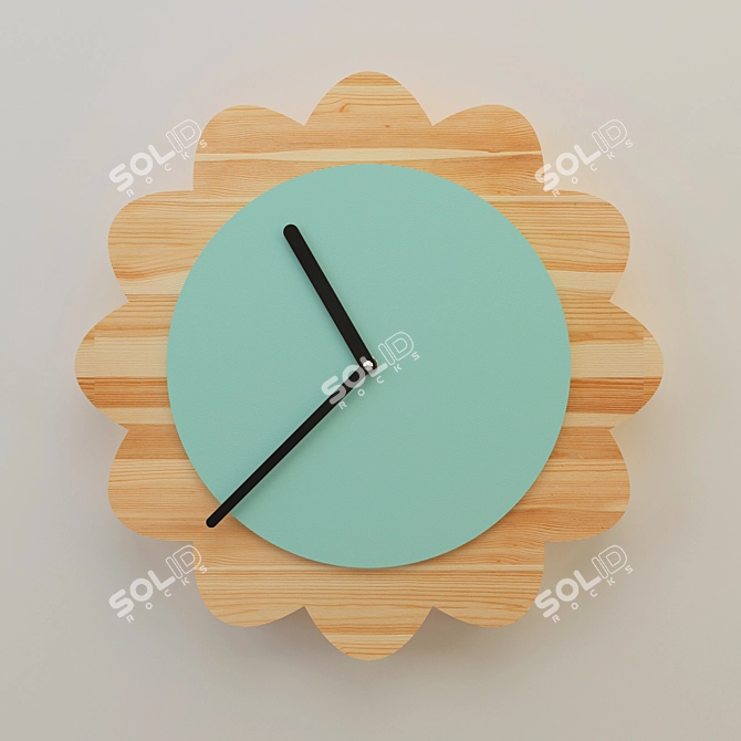 Rustic Wood Wall Clock 3D model image 1