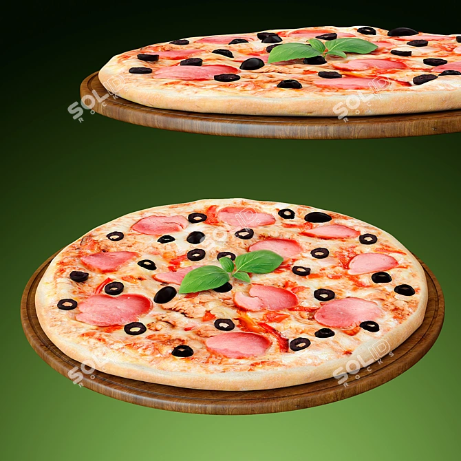 Bacon & Olive Pizza 3D model image 2