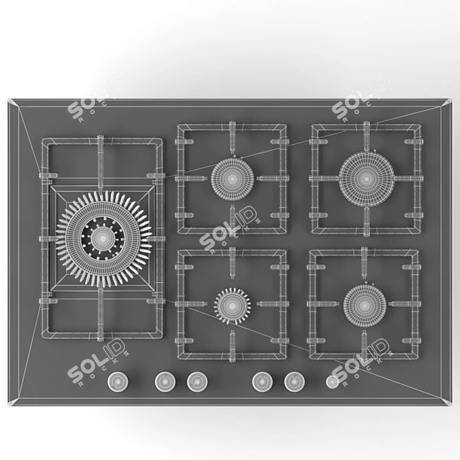 Bosch PPS816M91E: 5-Burner Gas Cooktop 3D model image 2