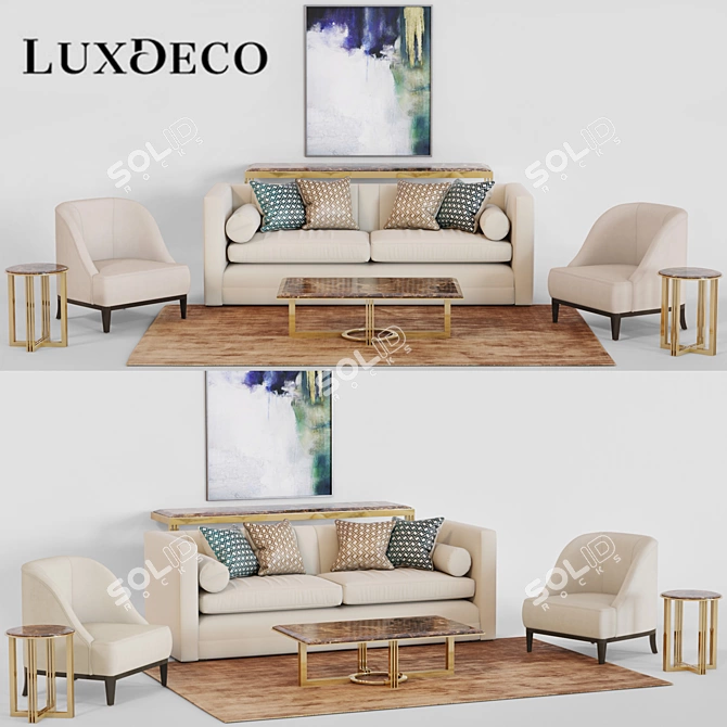 Elegant LuxDeco Furniture Set 3D model image 1