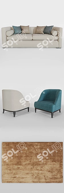 Elegant LuxDeco Furniture Set 3D model image 2