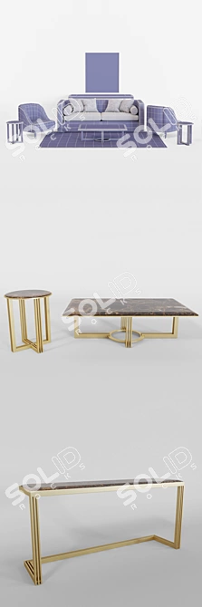 Elegant LuxDeco Furniture Set 3D model image 3
