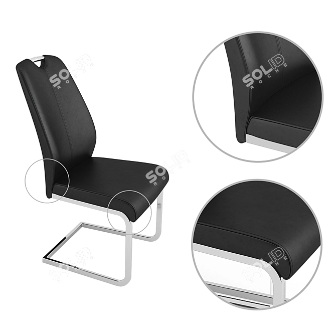 Sleek "Toyo" Chair - Leather & Chrome 3D model image 2