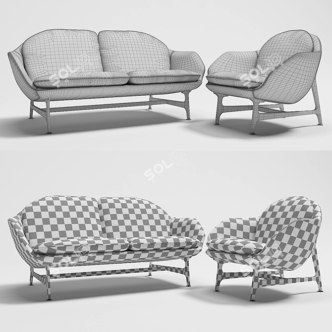 399 Vico: Stylish Cassina Chair and Sofa 3D model image 2