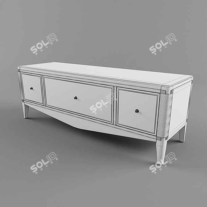 Elegant Claridge TV Unit: Solid Cherry Wood 3D model image 3