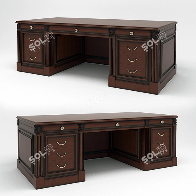 Sleek Executive Office Desk 3D model image 1