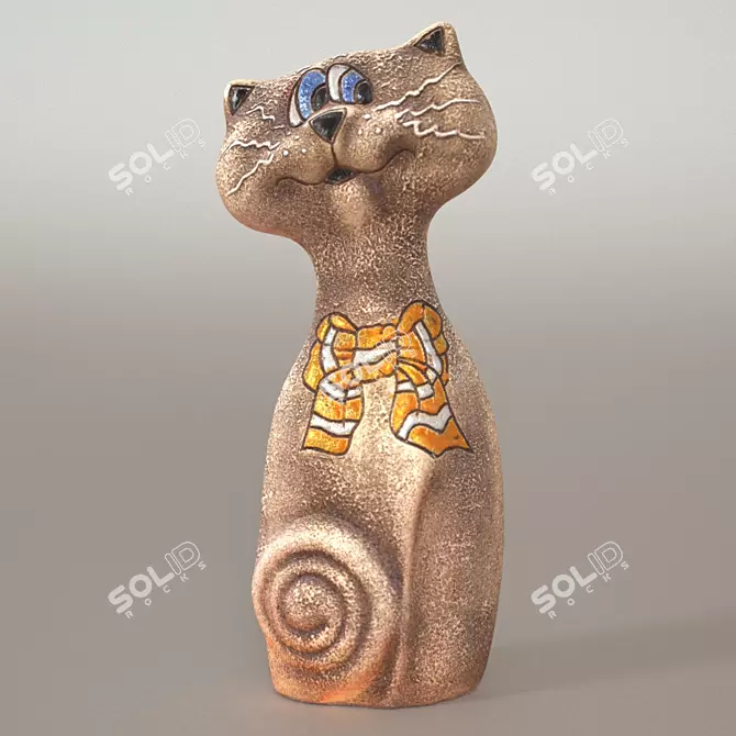 Playful Feline Figurine for Home & Garden 3D model image 1