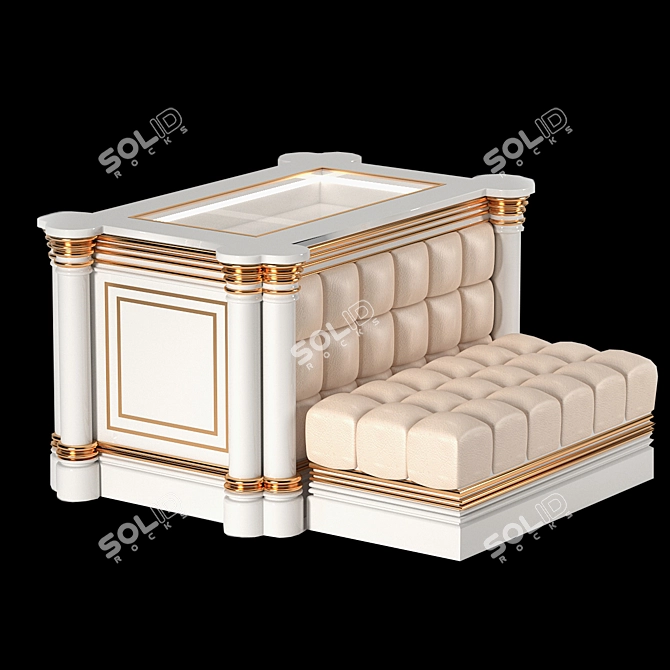 Dresser Island: Table with Ottoman 3D model image 1