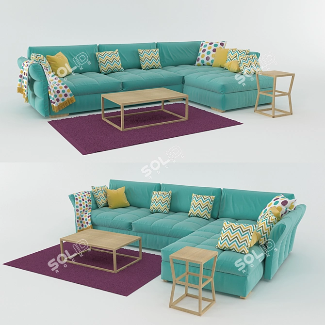 Lantana Corner Sofa: Elegant, Comfortable, and Stylish 3D model image 2