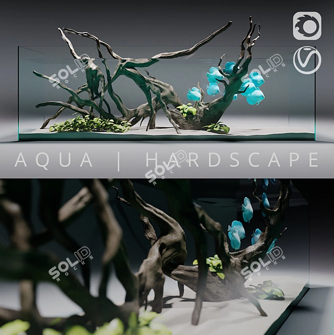 Aquascape Aquarium with Azalea and Discus Fish 3D model image 1
