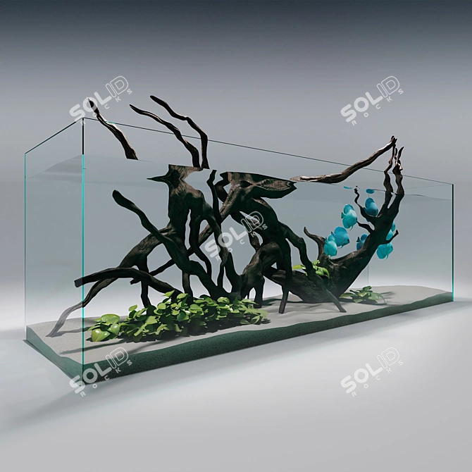 Aquascape Aquarium with Azalea and Discus Fish 3D model image 2