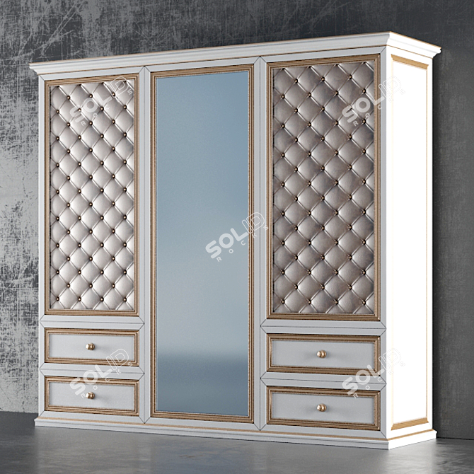 Modern Bedroom Set with Wardrobe 3D model image 1